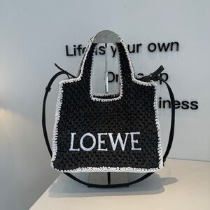 LOEWE black fashion straw bag